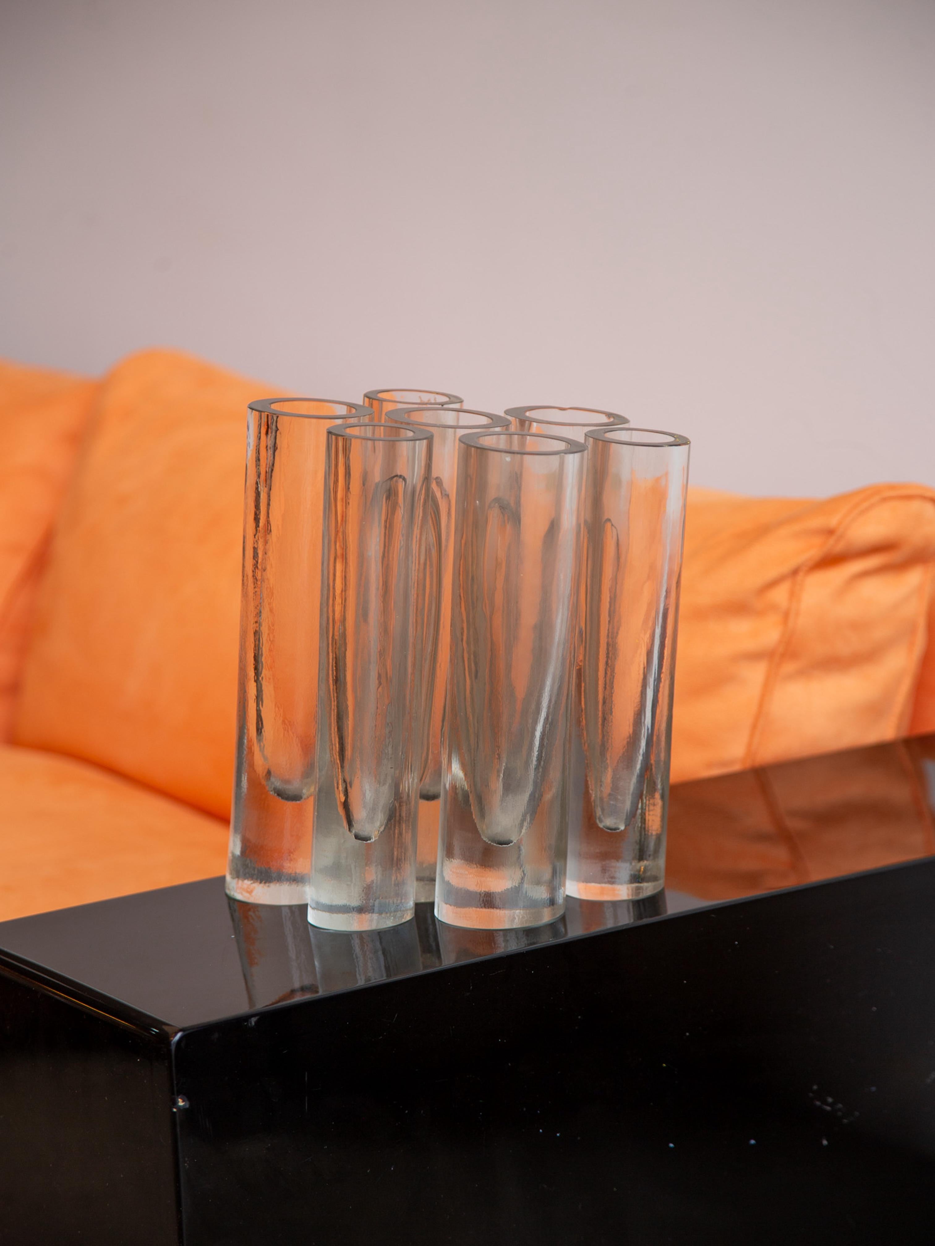 Vaso scultura in vetro trasparente Barbini Murano, Italia, anni '70 in vendita 1