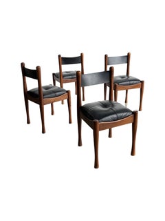 Italienische Esszimmerstühle aus schwarzem Leder von Silvio Coppola für Bernini, 1960