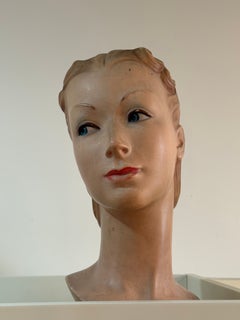 Italian Hand Painted Plaster Mannequin Head, 1920s