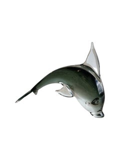 Italian Murano Smoked Glass Dolphin Sculpture, 1960s