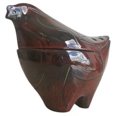 Italian Bitossi for Raymor Vase, Dark Red with Black Shade Glazed Ceramic, 1960s