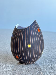 Italienische handbemalte Keramikvase, Moderne Mitte des Jahrhunderts, 1960er Jahre, Italien
