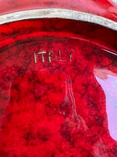 Large Italian Mid-Century Modern Shell Tray, Red Majolica Ceramic, 1960s