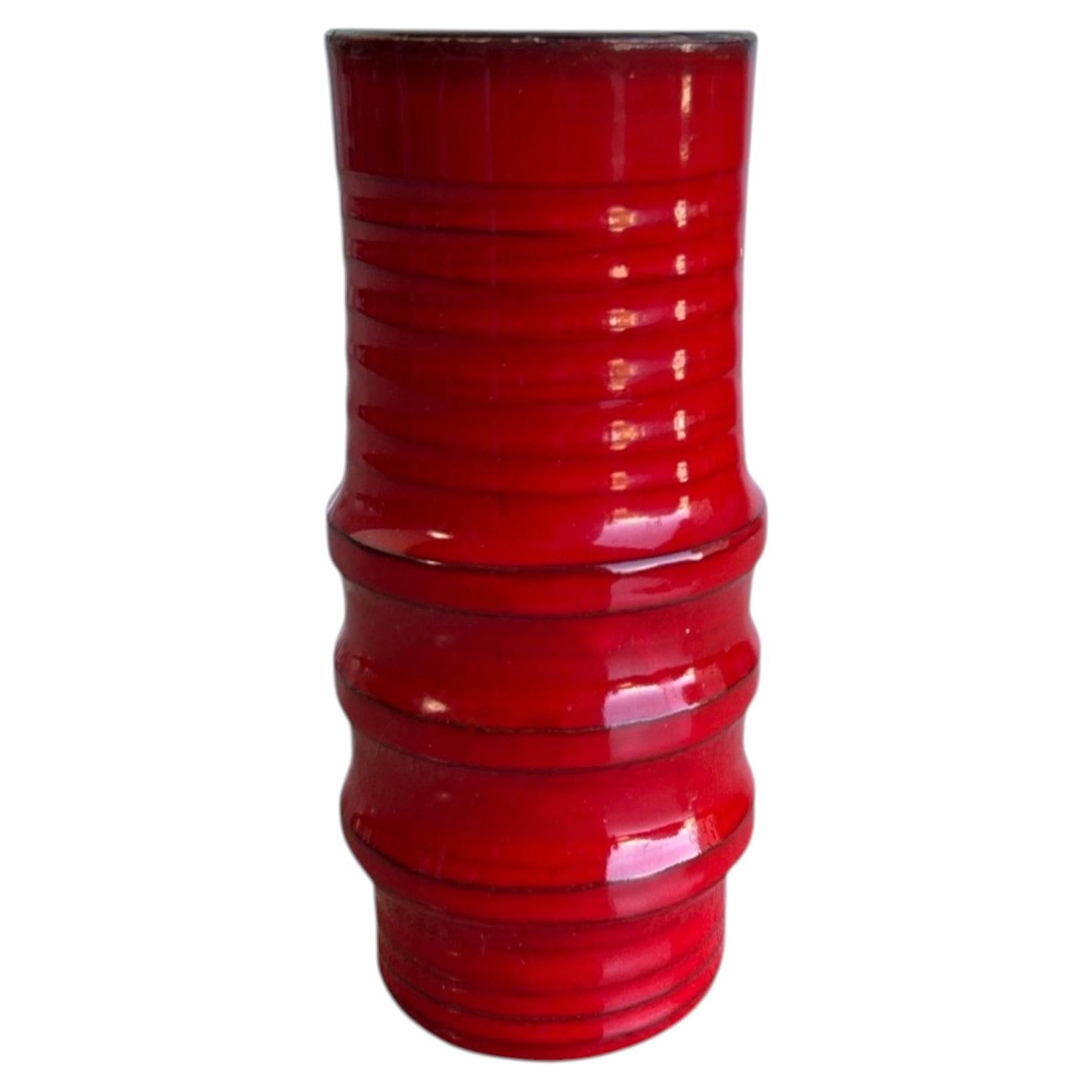 Italian Mid-Century Modern Glazed Ceramic Vase by Bitossi, Red, 1960s For Sale