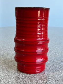 Italian Mid-Century Modern Glazed Ceramic Vase by Bitossi, Red, 1960s