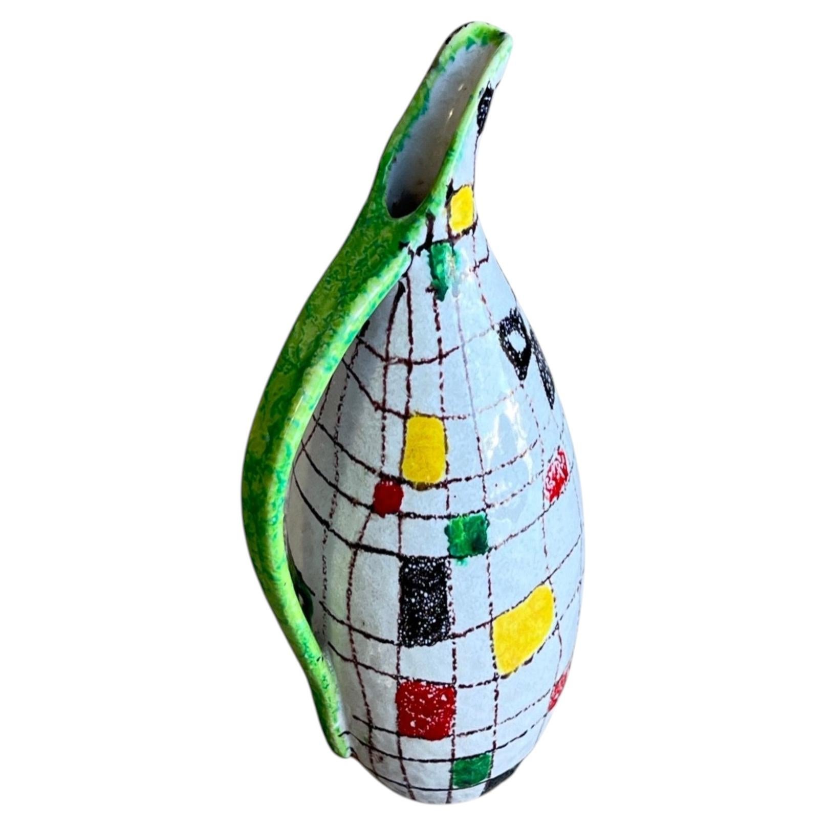 Mid-Century Modern Hand-Painted Italian Ceramic Oil Bottle by Bitossi