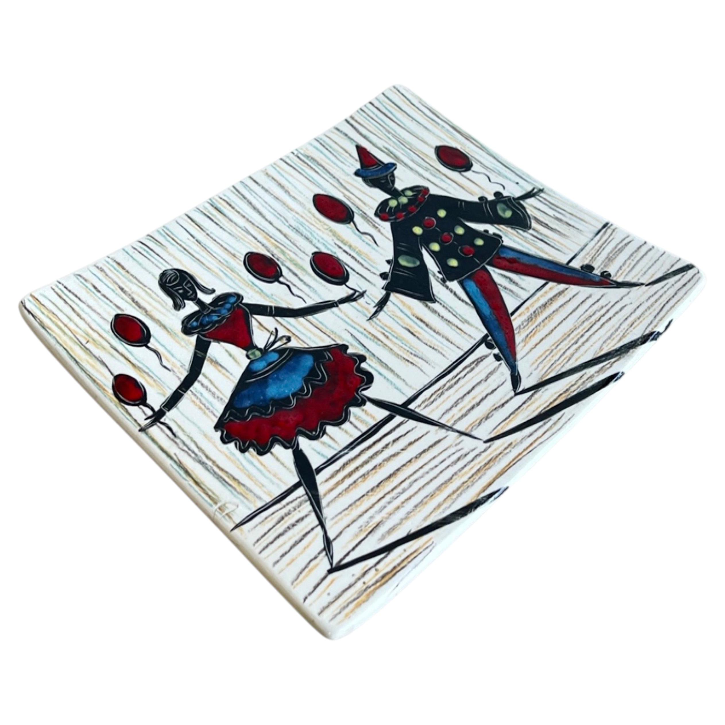 Mid-Century Modern Italian Hand-Painted Ceramic Center Plate, 1970s