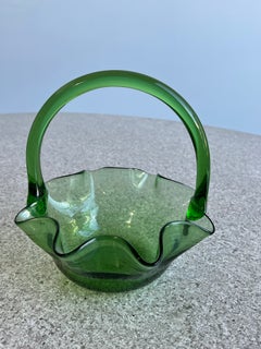 Ciotola in vetro artistico verde di Vetri Di Empoli, 1960 Mid-Century