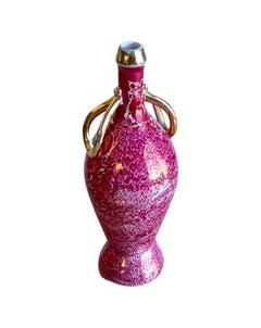 Vaso in porcellana italiana di Limoges, borgogna e oro, metà secolo 1970