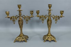 Pair of French Art Deco Bronze Marabou Stork Candelabras, circa 1930s