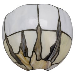 Aplique alemán vintage de cristal artístico en tonos blanco y crema, de Neukro Menden, década de los 80