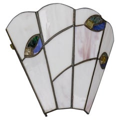 Vintage White Art Glass Wall Light with Multicolor Accents, 1980s