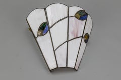 Vintage White Art Glass Wall Light with Multicolor Accents, 1980s