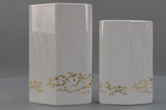Pair of White Rosenthal Studio-Line Porcelain Vases with Gold Accents, 1970s