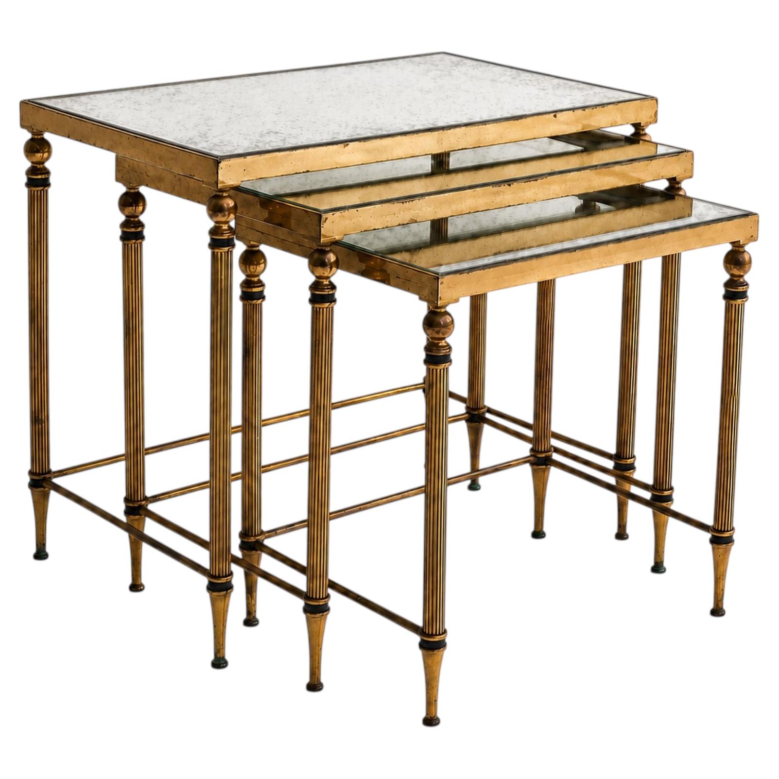 Maison Jansen brass side tables For Sale