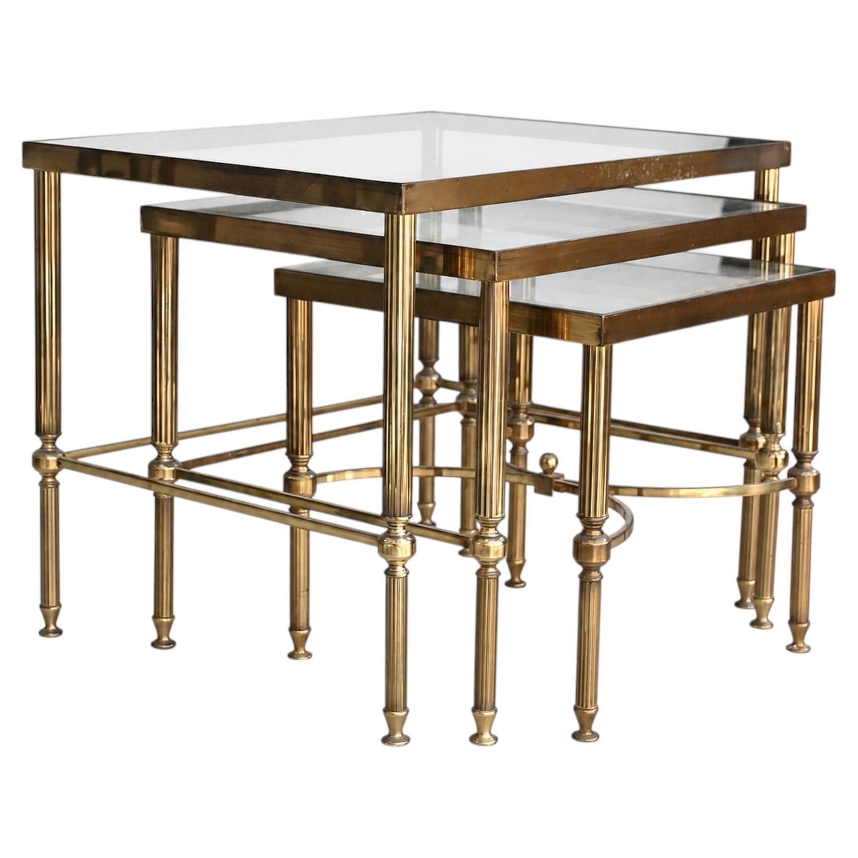 Late 20th Century Maison Jansen nest of brass side tables