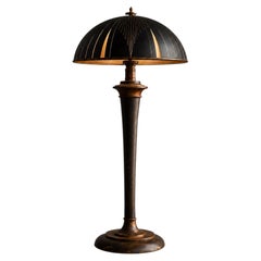 A copper and wood Art Deco American table lamp