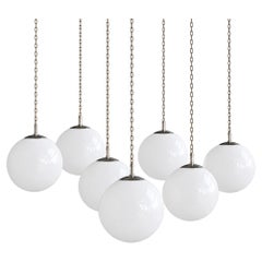 Set of 7 Art Deco Nickel Capped English Church Lights