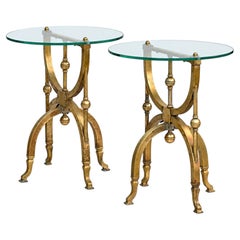 Pair of Brass Coffin Stand Occasional Side Tables