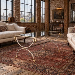 Large Maison Jansen Brushed Metal and Brass Swan Coffee Table