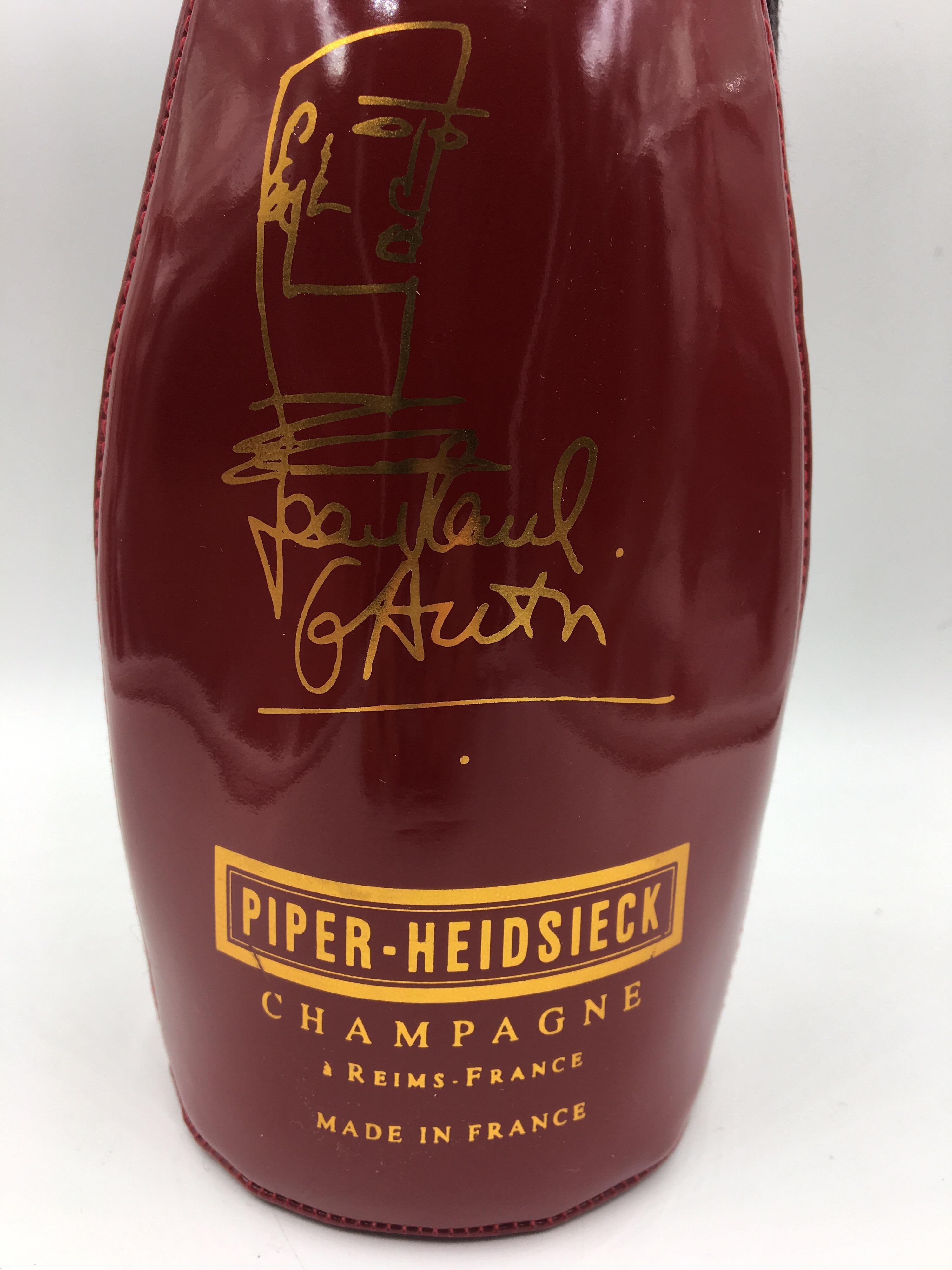 Jean Paul Gaultier for Piper-Heidsieck, Red Vinyl ‘Corset’ Wrap with Full Champ In Good Condition For Sale In Lugano, Ticino