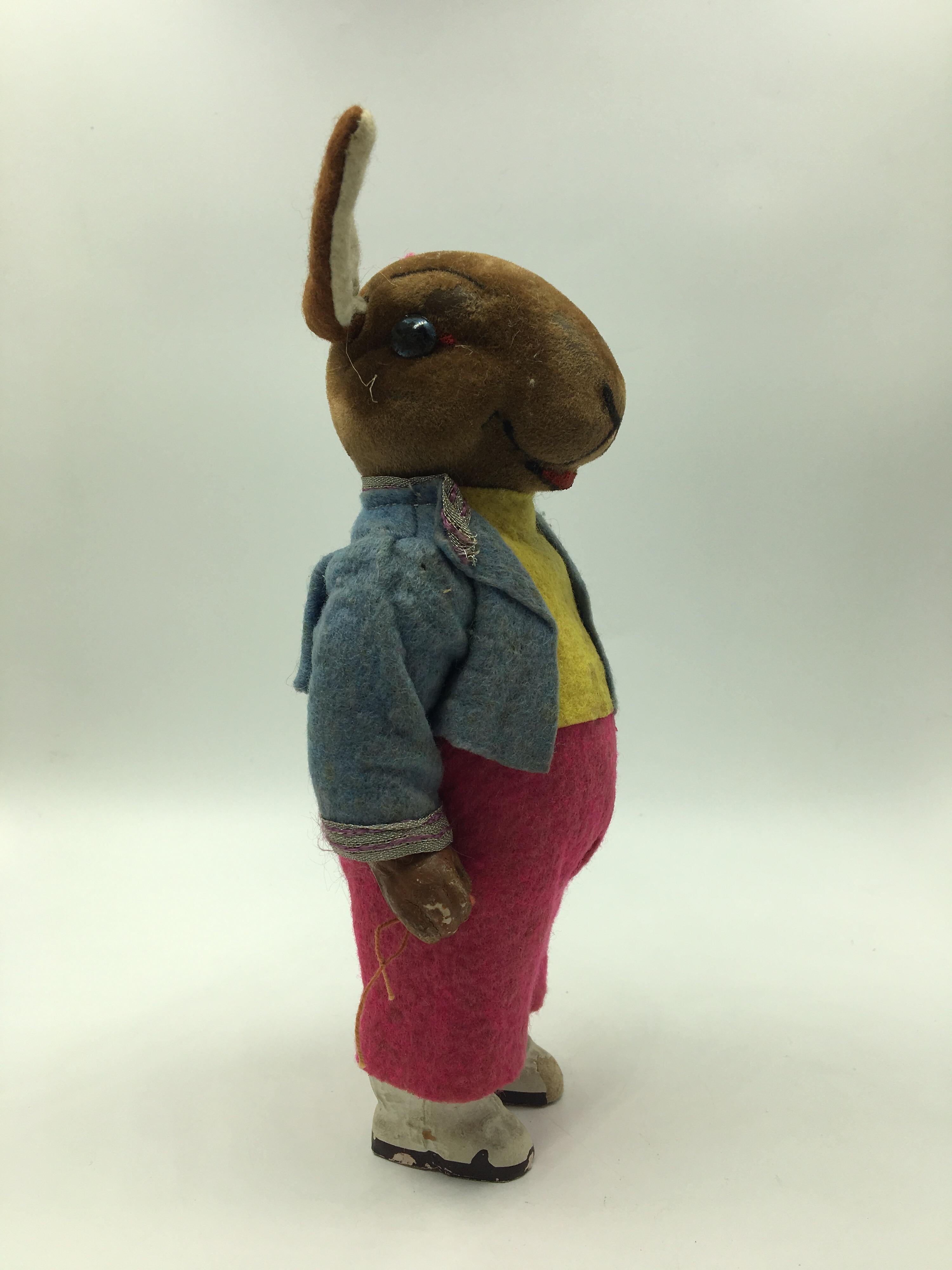 American Rabbit Toy Made of Textile and Carton, US, 1950s For Sale