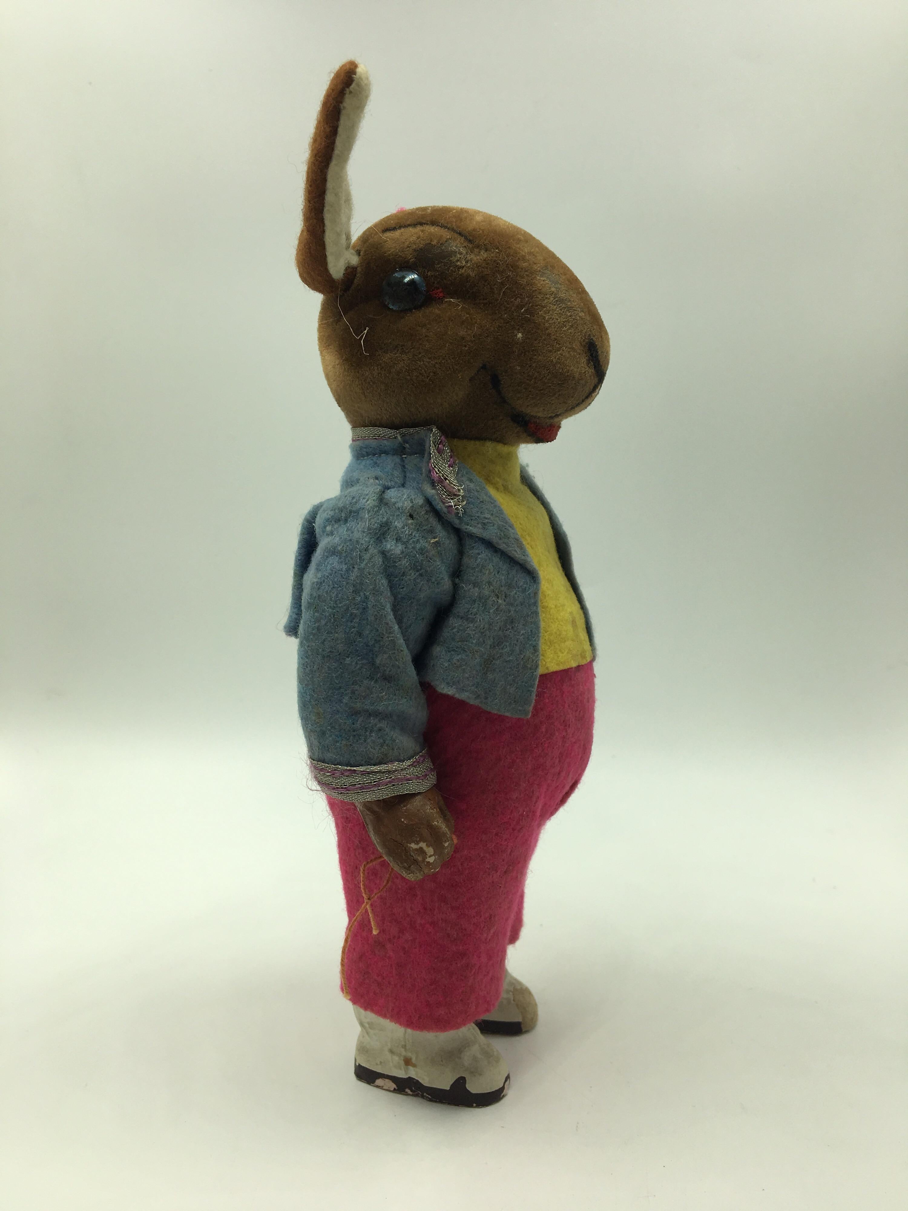 Rabbit Toy Made of Textile and Carton, US, 1950s For Sale 2