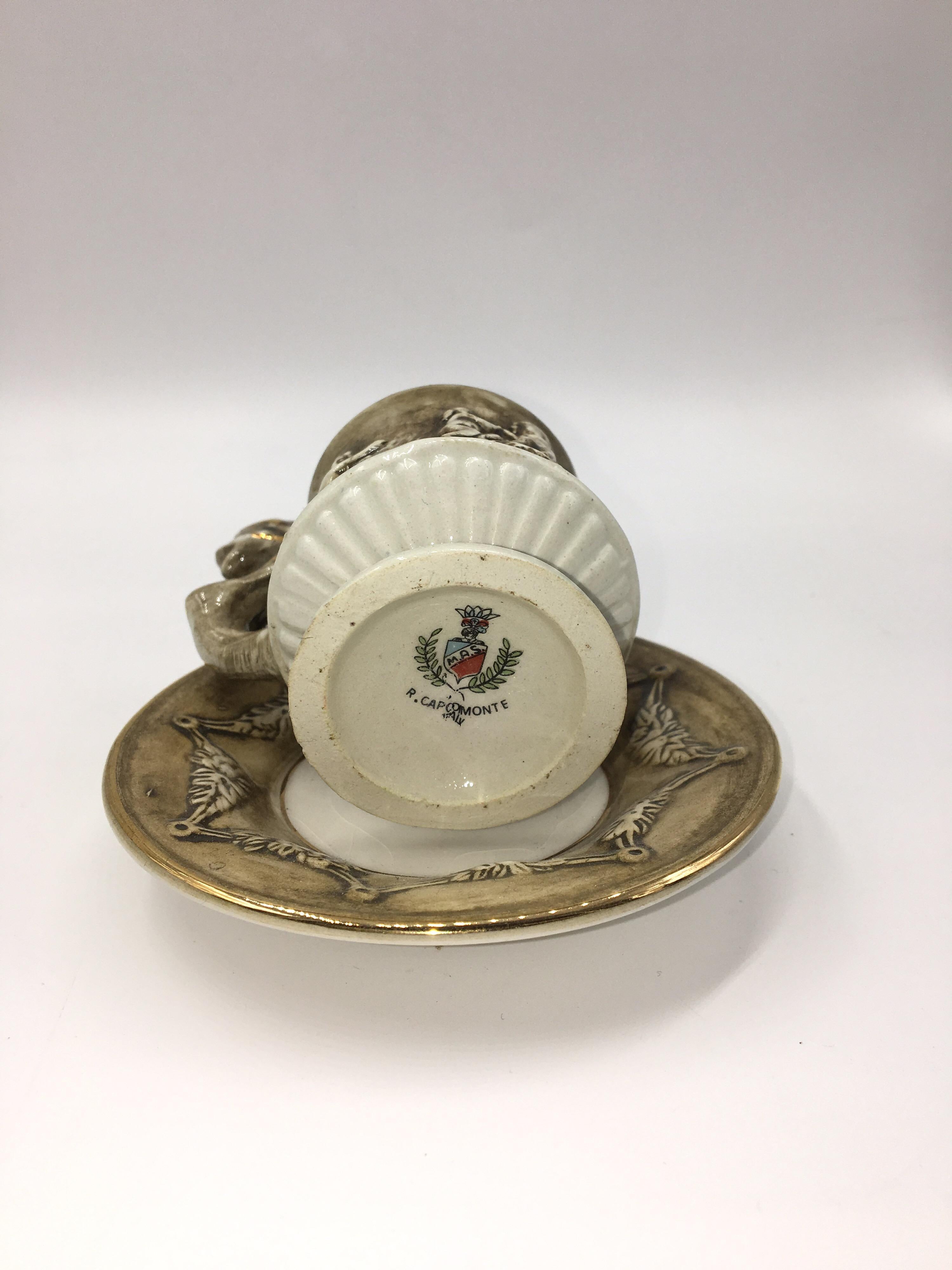 Vintage Coffee Service Capodimonte Porcelain Demitasse, 1950s For Sale 1