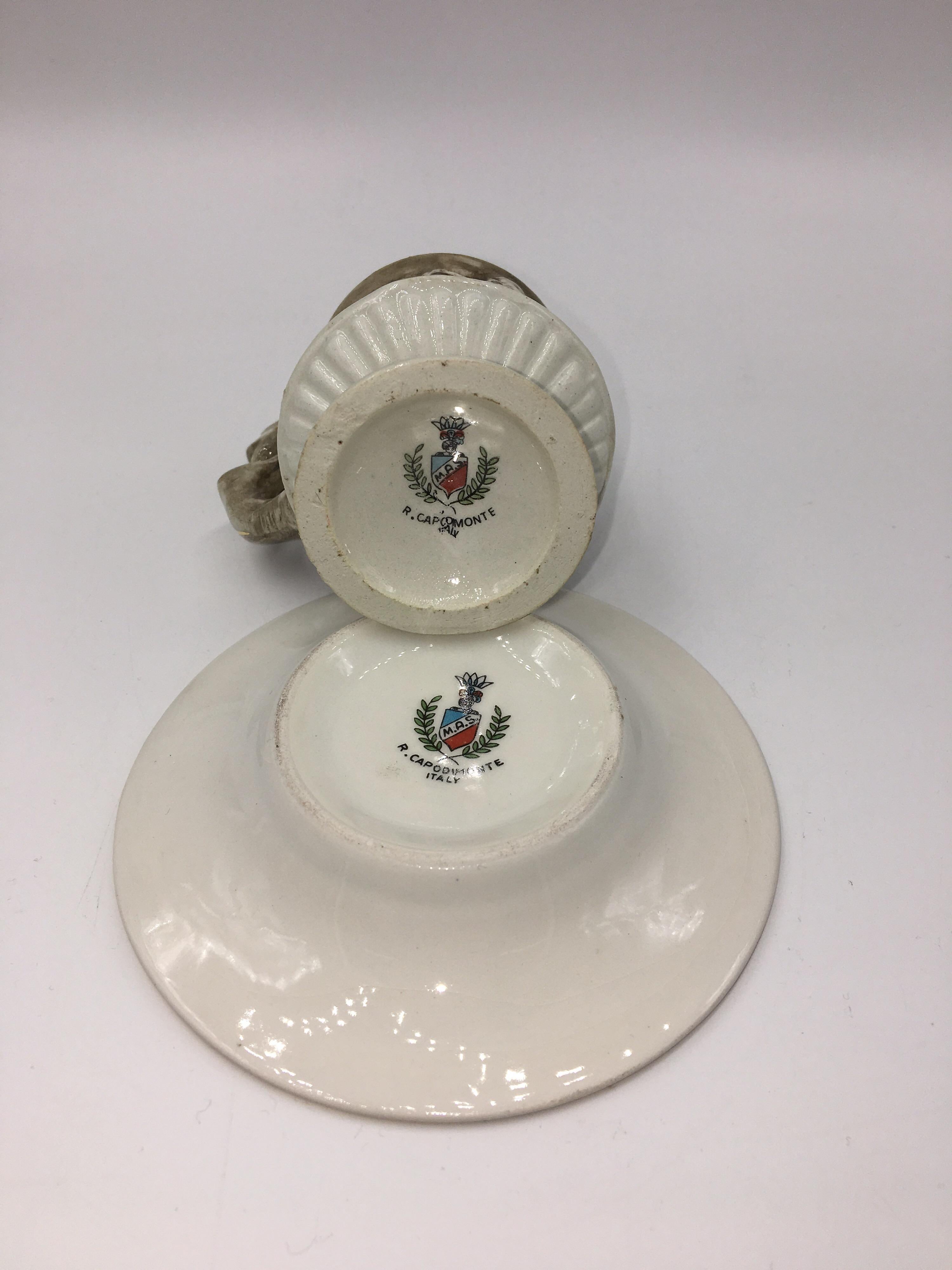 Vintage Coffee Service Capodimonte Porcelain Demitasse, 1950s For Sale 2