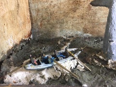 Hand Painted Diorama Representing a Sea Storm, France, 1940s