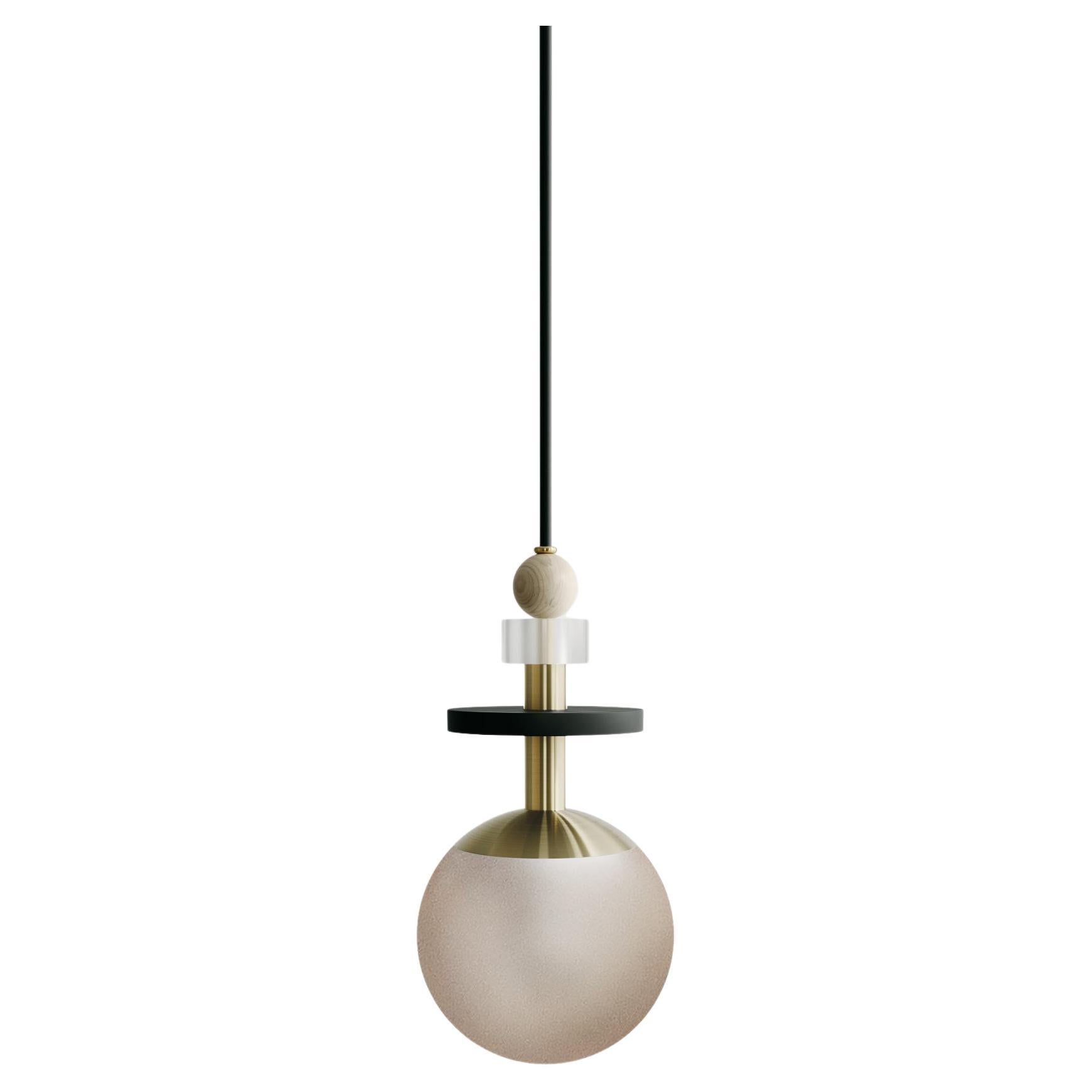 Maru 6" Globe Light - Short Bead Stack - shown in Bronze Globe & Brass Hardware For Sale