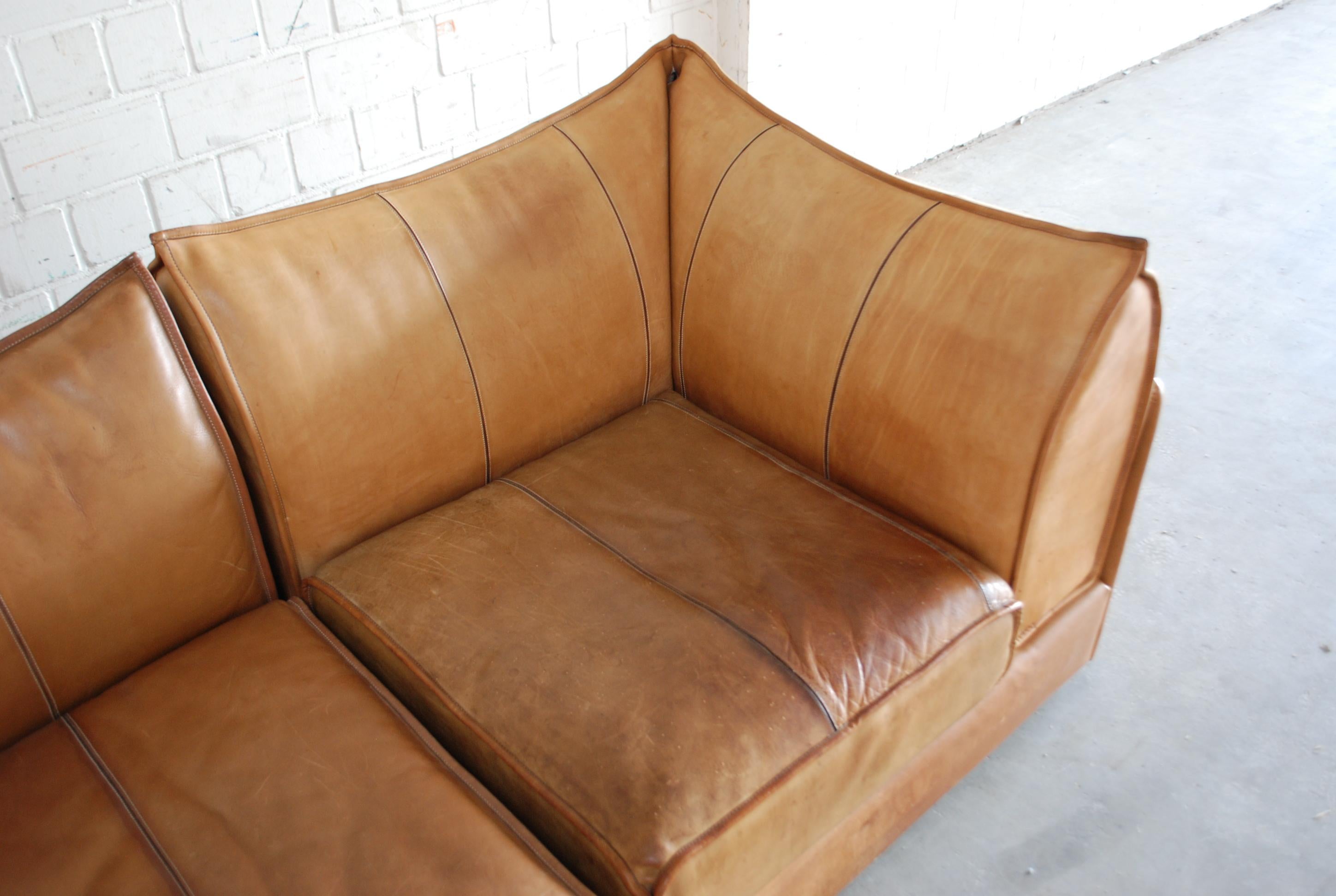 Mid-Century Modern De Sede Modul Leather Sofa DS 19 Living Room Cognac
