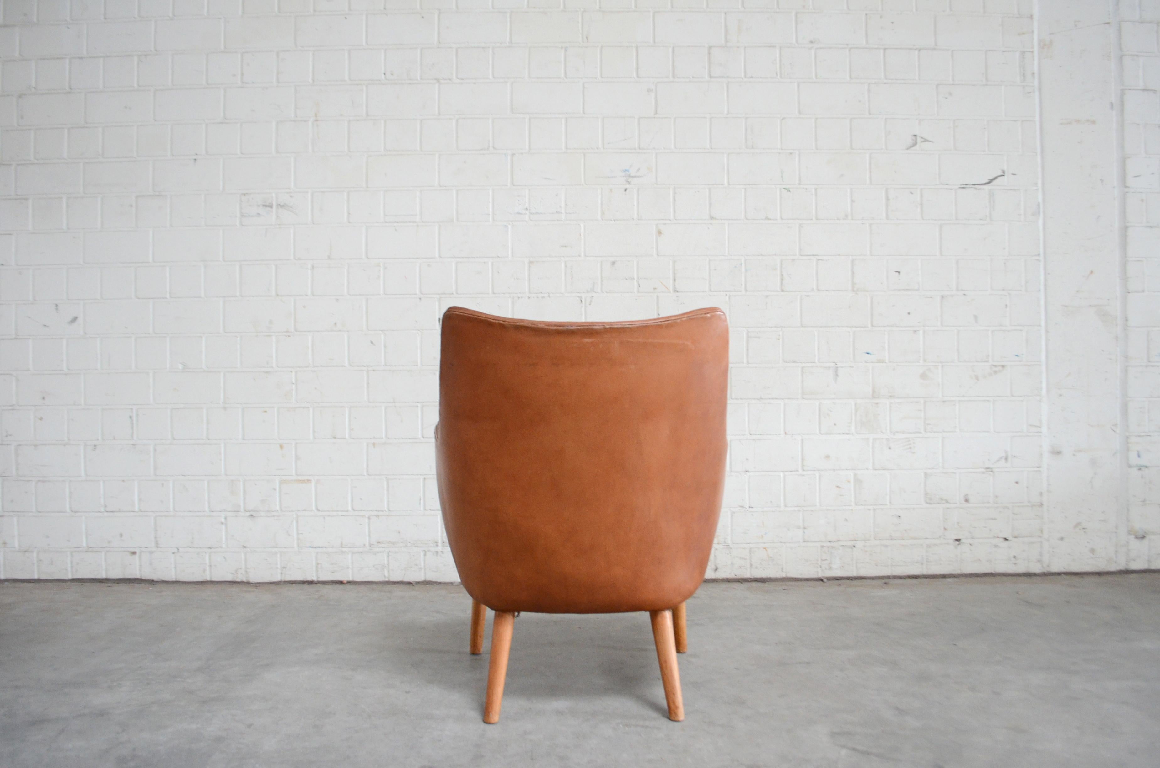 Hans Wegner Cognac Leather Mini Bear Chair Lounge AP 20 for AP Stolen 8