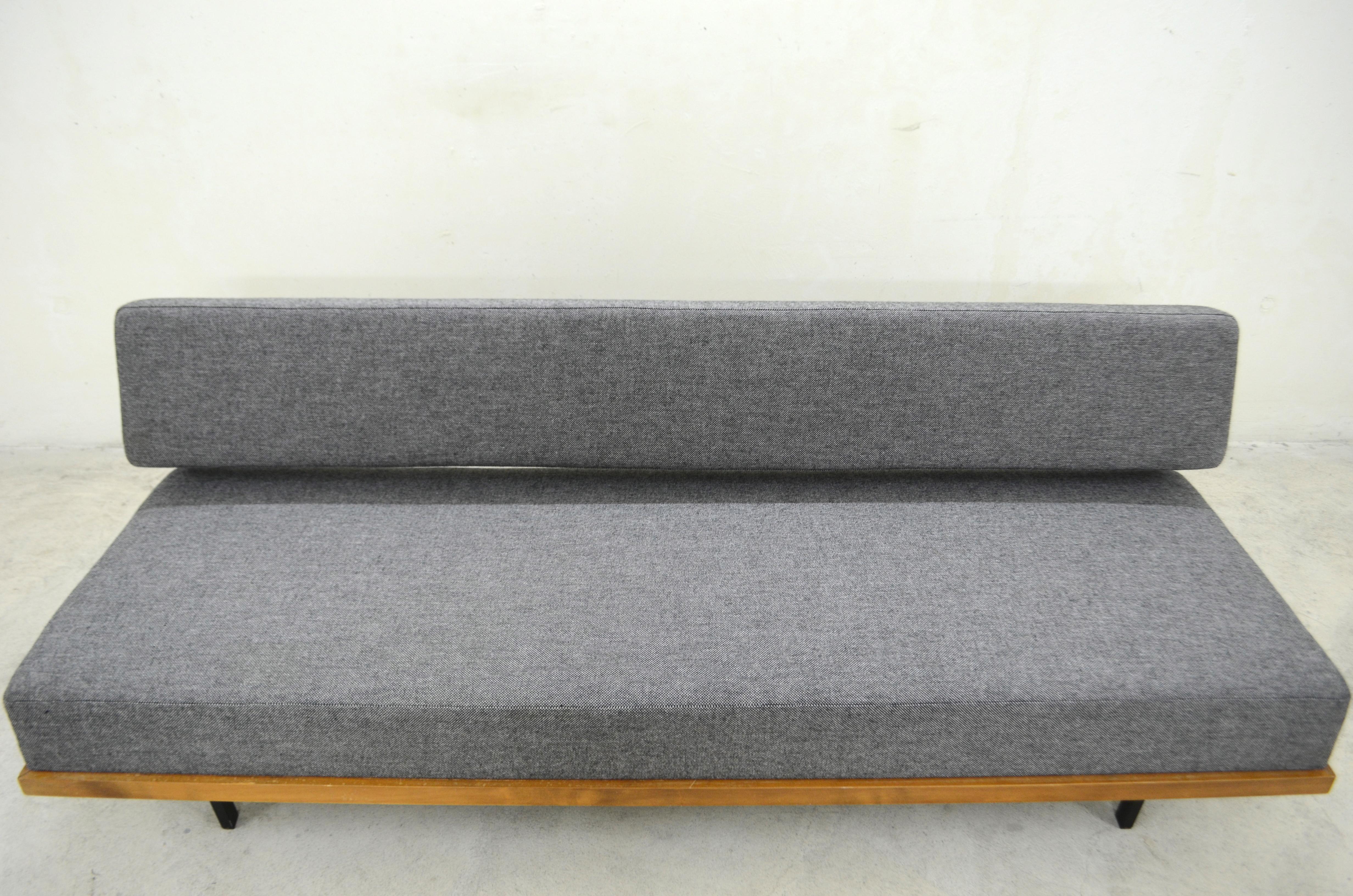 Blackened German 1950s Daybed by Josef Pentenrieder for Hans Kaufeld Sofa New Fabric