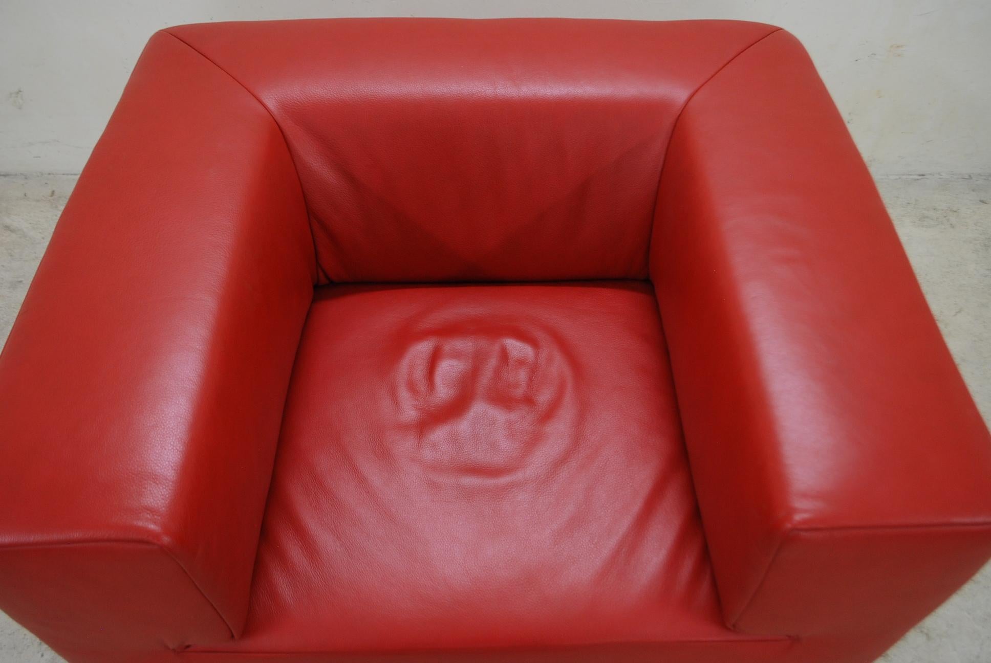Cynthia Starnes Genesis Red Rosso Leather Armchair for Koinor In Good Condition In Munich, Bavaria
