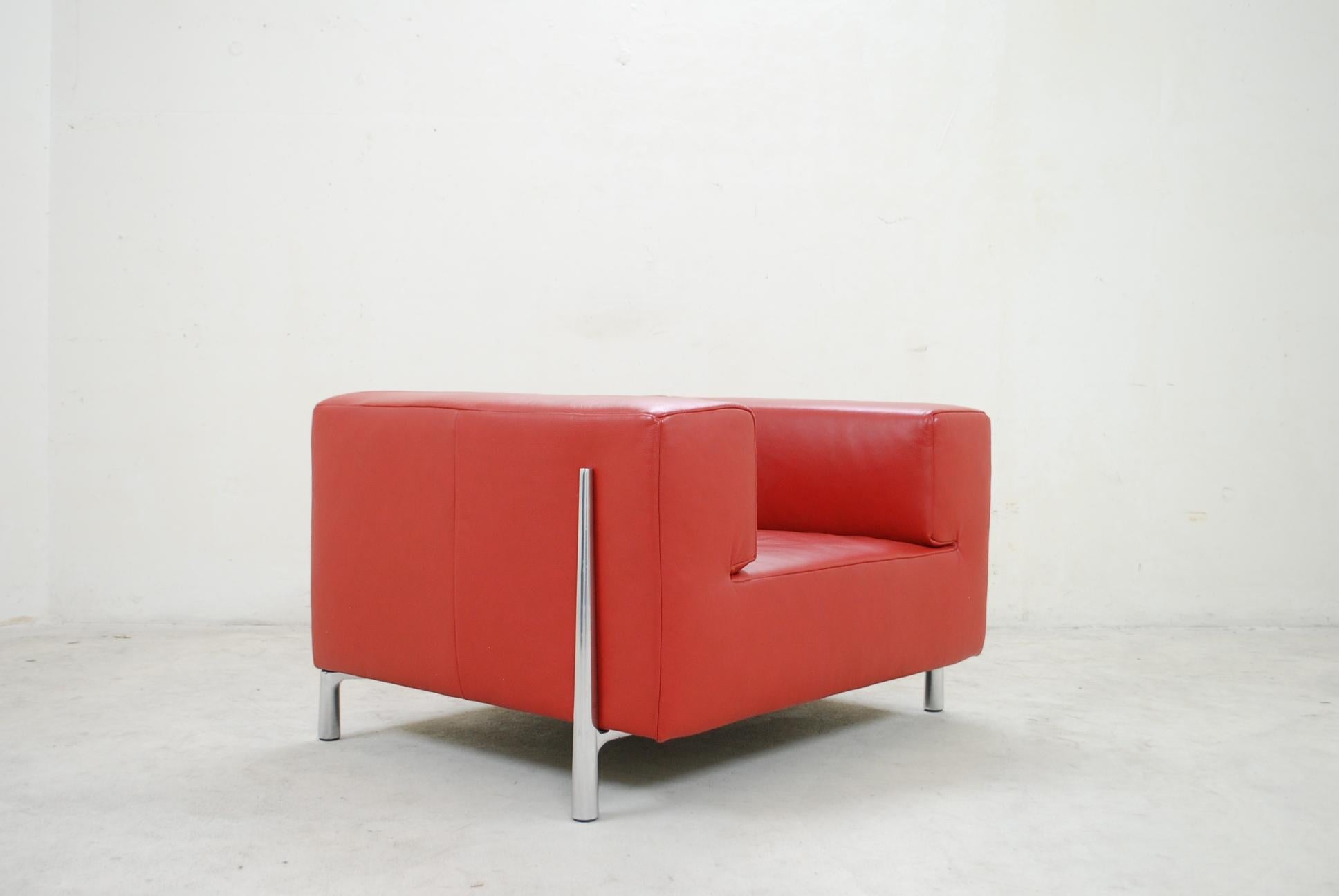 Cynthia Starnes Genesis Red Rosso Leather Armchair for Koinor 3