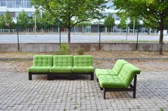 Vintage Modular limegreen Mohair Living Room Suite Sectional Sofa Germany