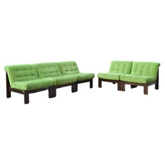 Vintage Modular limegreen Mohair Living Room Suite Sectional Sofa Germany