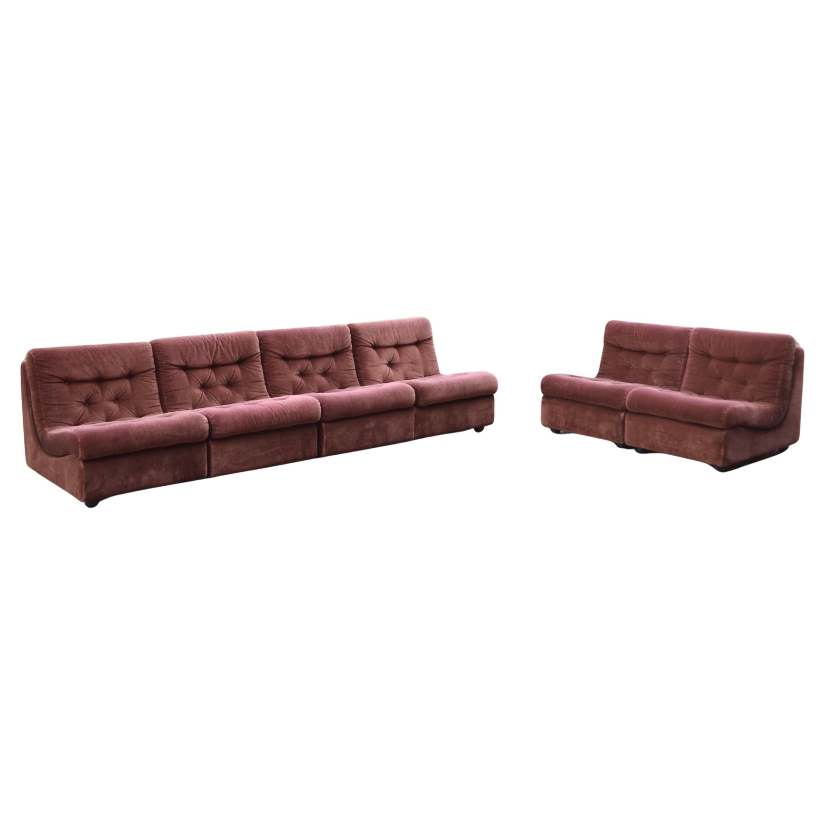 Modulares Vintage-Sofa aus rotbraunem Samt von Dreipunkt International Vintage, 70er-Jahre