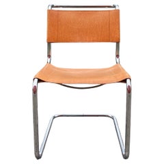 Thonet S 33 Vintage Cognac Vegetal Leather Chair Mart Stam Cantilever 1 of 2