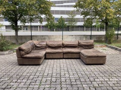 Rolf Benz Vintage Modular Brown Leather Lounge Sofa, Germany, 1970