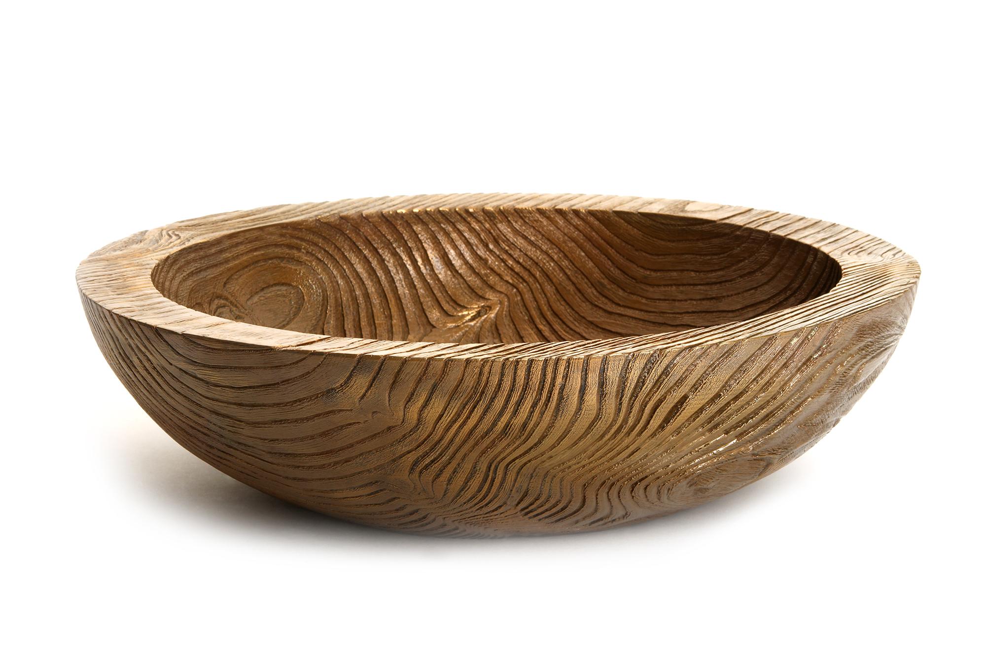 Patinated Solid Bronze Set ‘Everest’, ‘Alpine’ and ‘Flora’ Bowls with Wood Grain Texture For Sale
