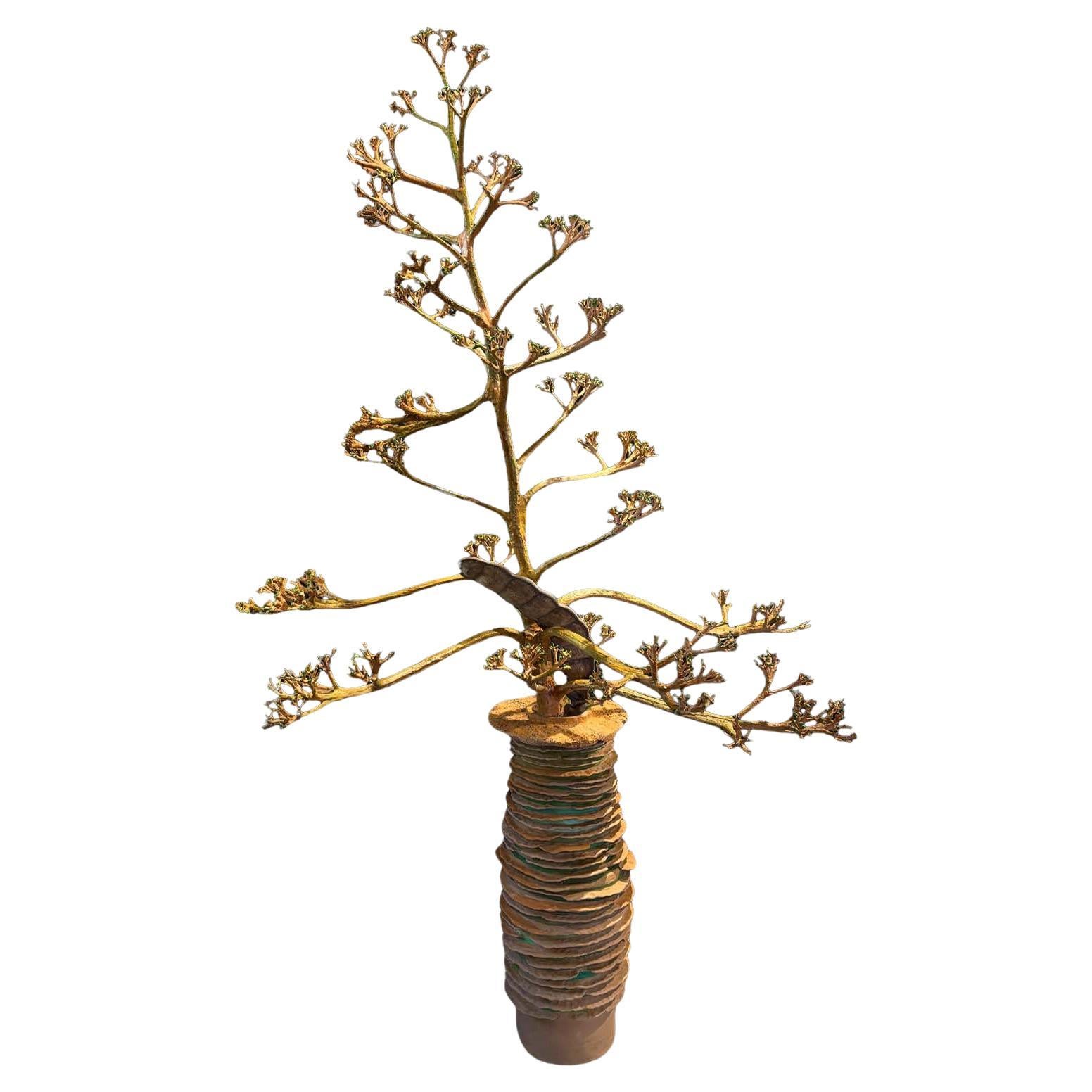 Scultura in terracotta, cemento e resina Albero di Agave di Manu Crotti