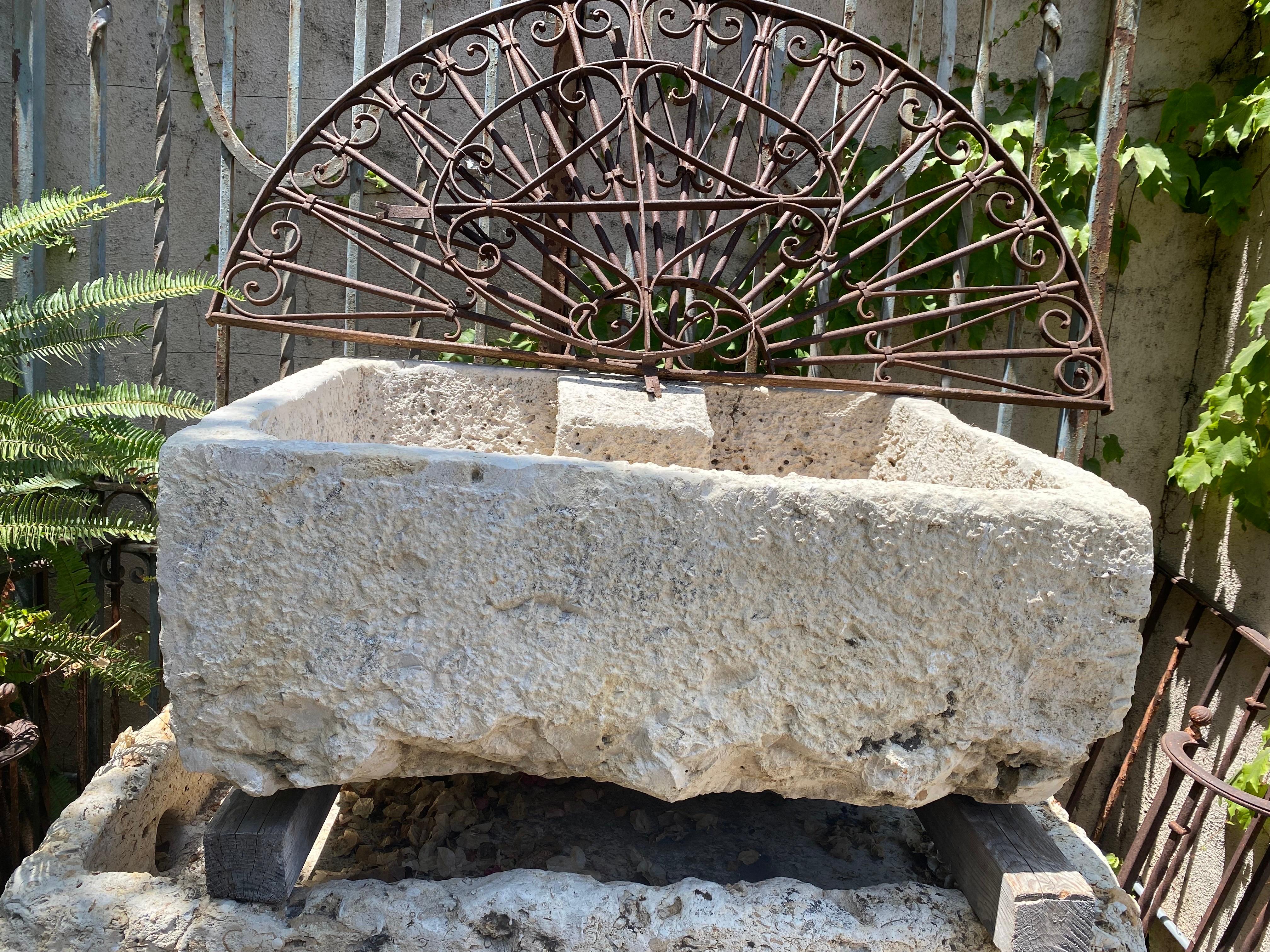 Hand Carved Stone Container Trough Farm Sink Fountain Basin Antiques LA Fire Pit For Sale 7