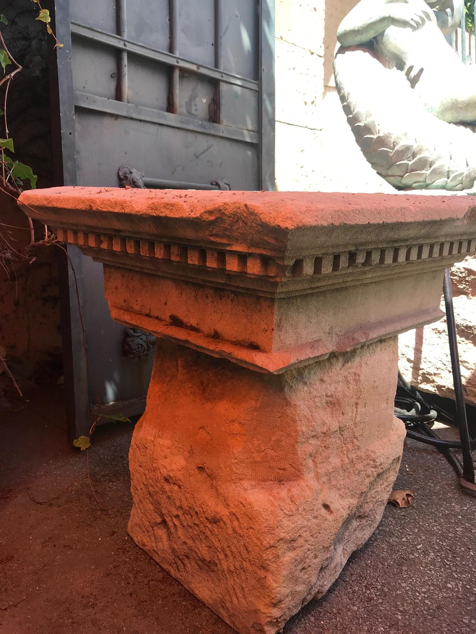 Carved Stone Antique Garden Outdoor Indoor Side Center Coffee Table Farm rustic 8