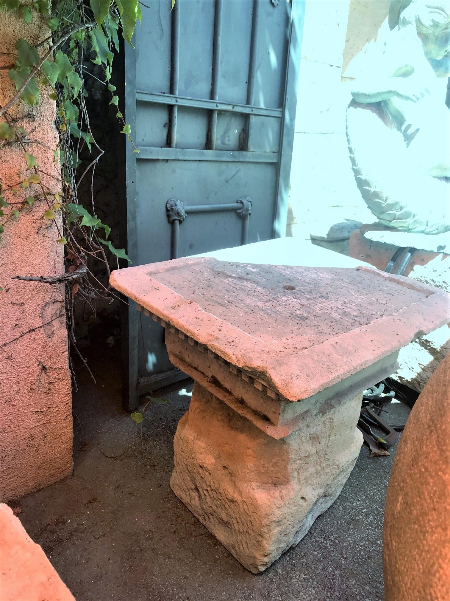 18th Century and Earlier Carved Stone Antique Garden Outdoor Indoor Side Center Coffee Table Farm rustic