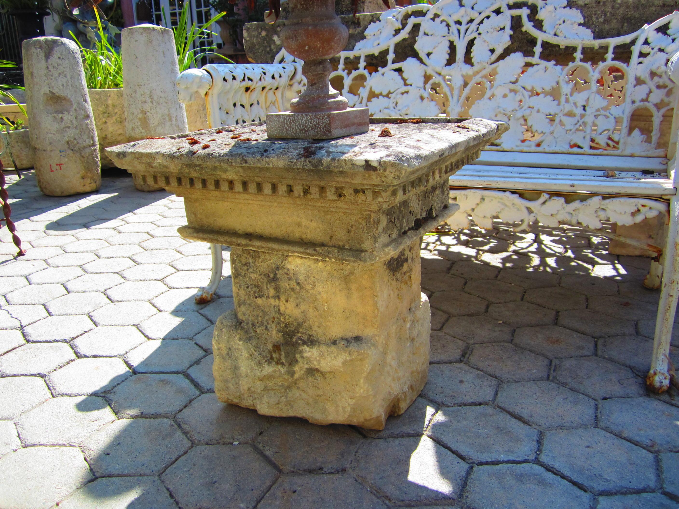 Carved Stone Antique Garden Outdoor Indoor Side Center Coffee Table Farm rustic 7