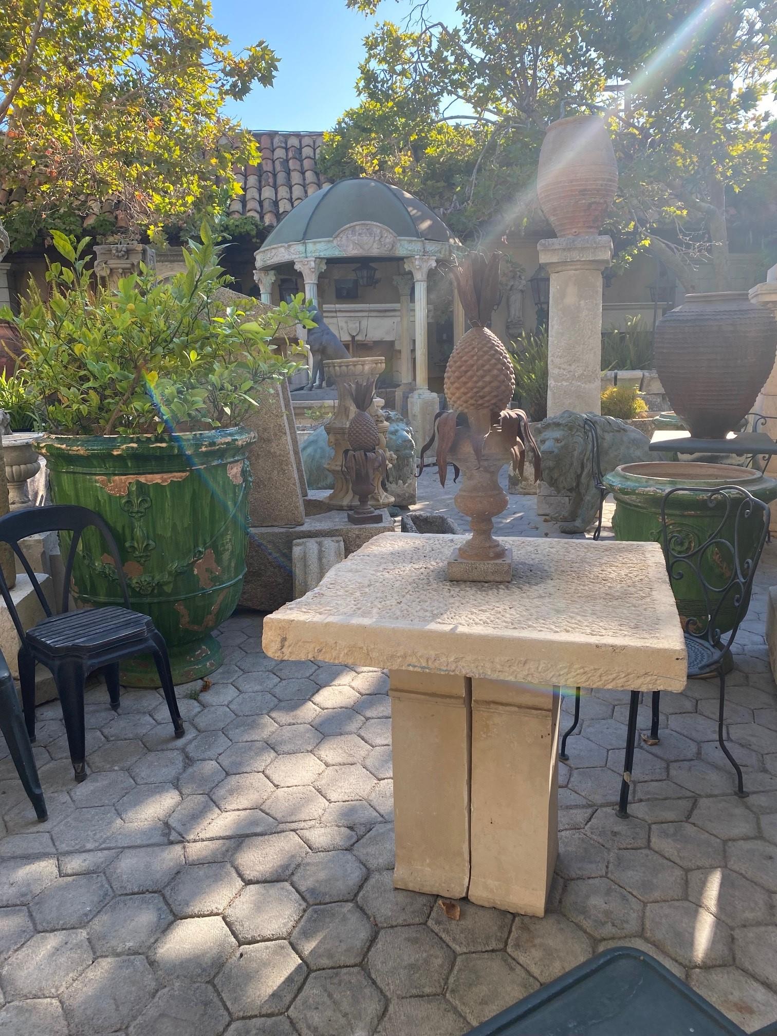 18th-early 19th century elements Hand carved stone antique garden patio coffee outdoor indoor table for two or four people . It will be the perfect touch by an outdoor fireplace or on the patio next to your bedroom to have the morning coffee and