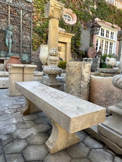 Hand Carved Stone Rustic Garden Bench Seat Antique Dealer Indoor Outdoor LA CA