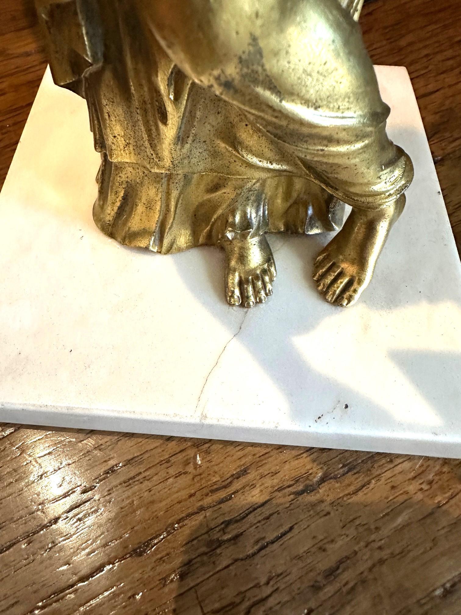 Coppia di figure femminili in bronzo dorato francese del XIX secolo Science & Art Decor in vendita 8